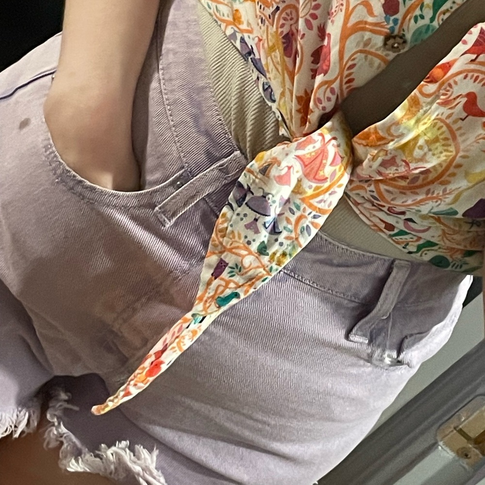 purple denim shorts